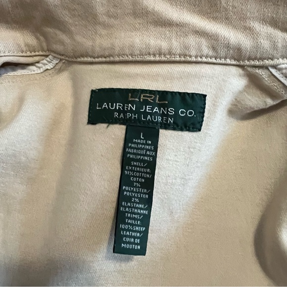 Lauren Ralph Lauren Women Jacket Large Leather Detail Cotton Blended - Picture 6 of 10